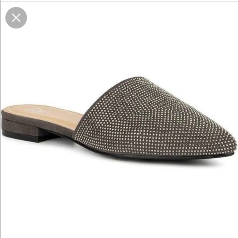 NWT New York & Company Womens Maxwell Flat Shoe Sparkle Pointed Toe Gunmetal 6.5
